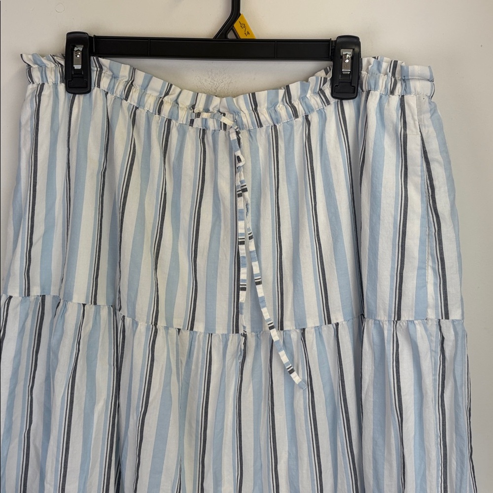 J Crew Tiered Blue, White, gray Striped  Skirt Size Large - Picture 3 of 9